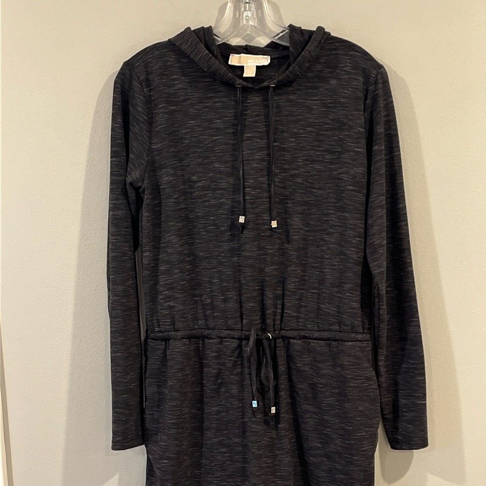 MICHAEL KORS WOMENS GRAY LONG SLEEVE HOODIE DRESS SZ XS Waist Belt